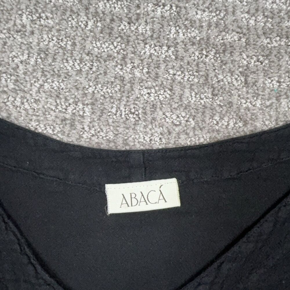 Abaca Top Womens One Size Black Cotton V Neck Dolman Pocket Minimalist Lagenlook - Picture 9 of 9